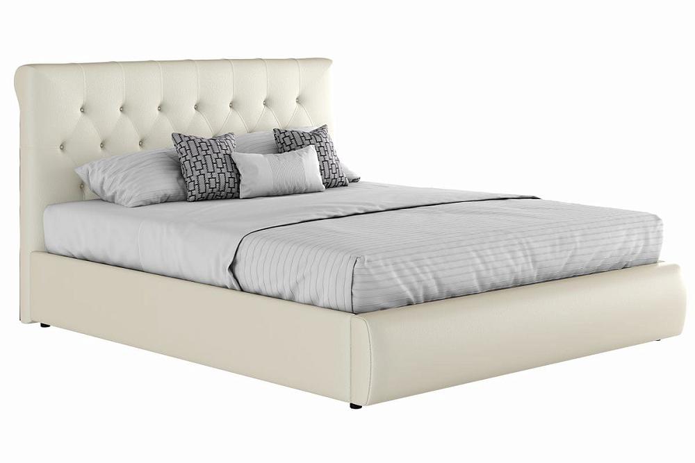 Мягкая интерьерная кровать Амели 1600, БП/М, экокожа, Белый мягкая интерьерная кровать амели 1400 бп м экокожа капучино