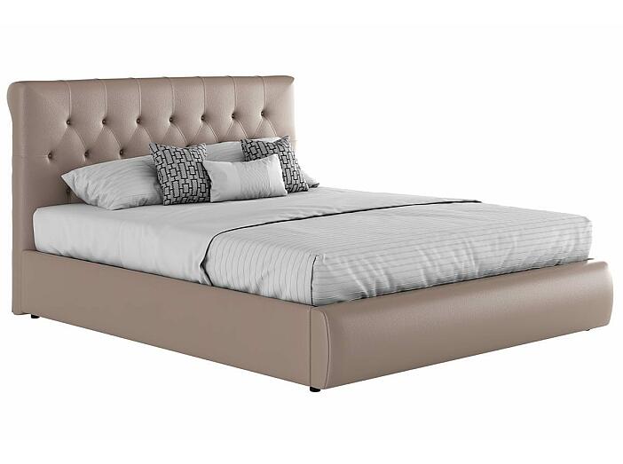 Мягкая интерьерная кровать "Амели" 1600, П/М, экокожа, Капучино
