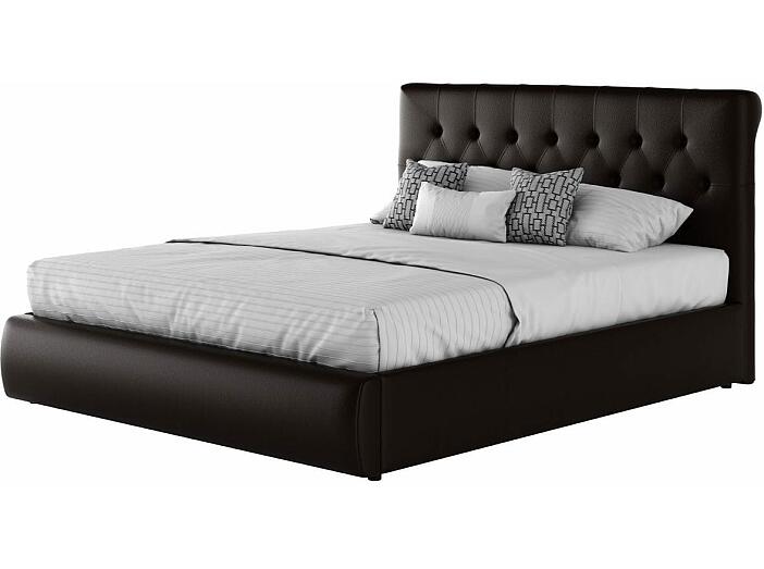Мягкая интерьерная кровать "Амели" 1600, П/М, экокожа, Венге