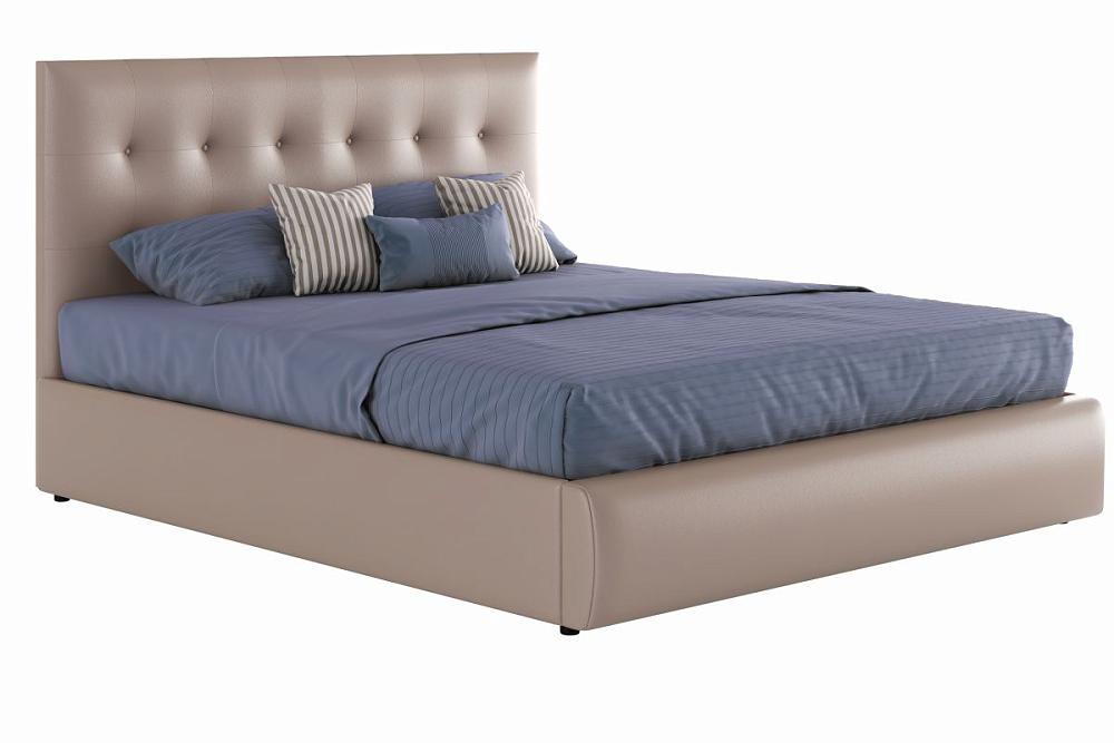 Мягкая интерьерная кровать Селеста 1200, БП/М, экокожа, Капучино мягкая интерьерная кровать селеста 1200 бп м ткань синий