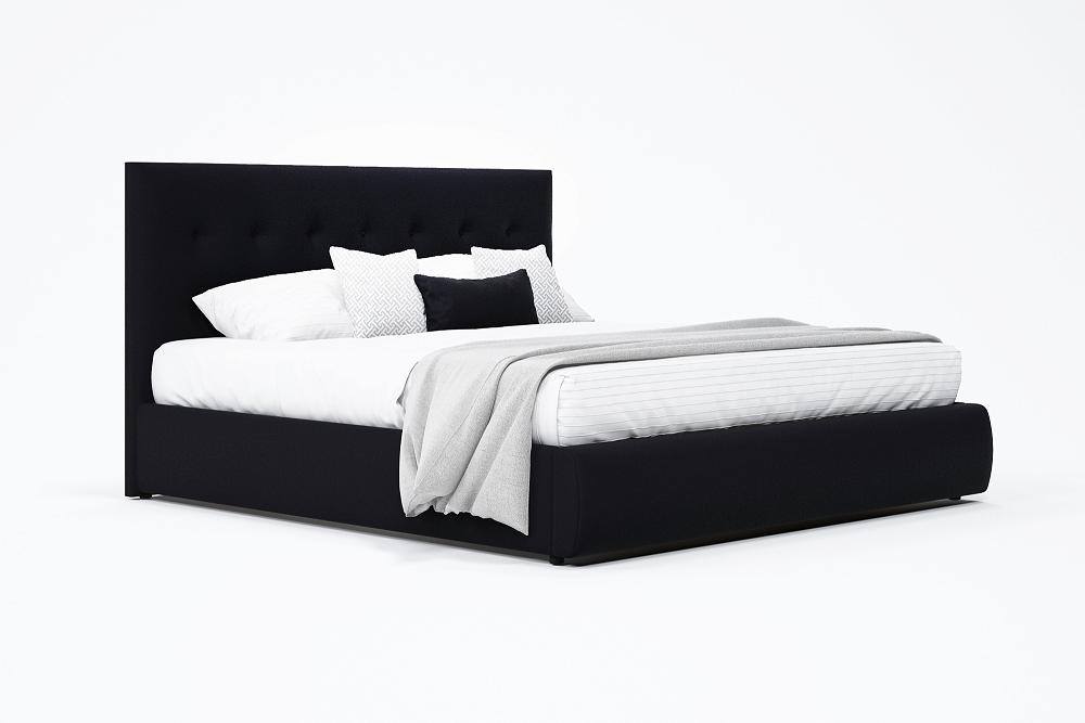 Мягкая интерьерная кровать Селеста 1200, П/М, ткань, Черный мягкая кровать milena 900 лиловая с подъемным механизмом