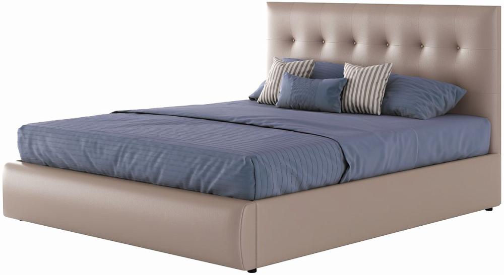 Мягкая интерьерная кровать Селеста 1400, БП/М, экокожа, Капучино мягкая интерьерная кровать селеста 1400 бп м ткань синий