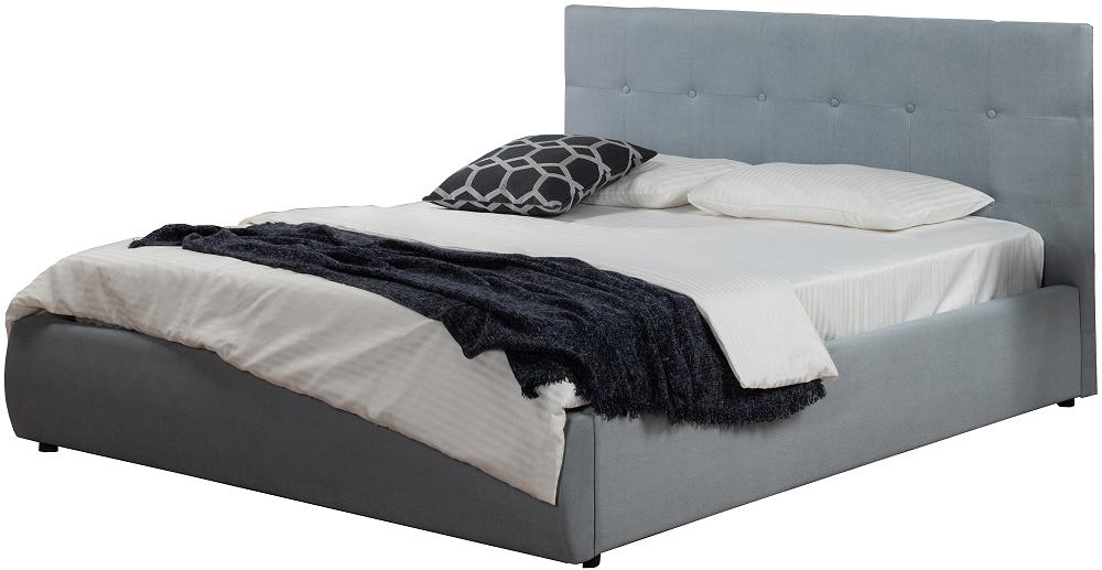 Мягкая интерьерная кровать Селеста 1400, БП/М, ткань, Серый мягкая интерьерная кровать селеста 1200 бп м ткань синий