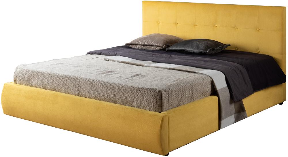 Мягкая интерьерная кровать Селеста 1400, БП/М, ткань, Жёлтый мягкая кровать ameli 1400 мята пастель с ортопедическим основанием