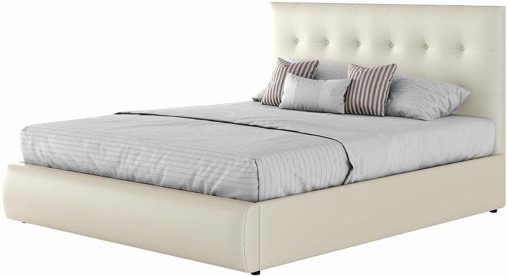 Мягкая интерьерная кровать Селеста 1400, П/М, экокожа, Белый мягкая интерьерная кровать селеста 1200 бп м ткань