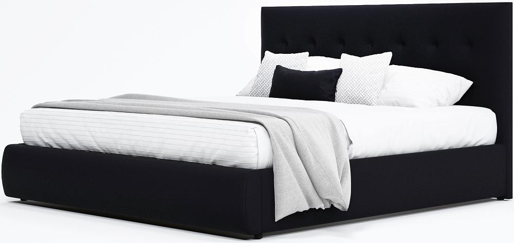 Мягкая интерьерная кровать Селеста 1400, П/М, ткань, Черный мягкая кровать ameli 1400 шоколад с подъемным механизмом