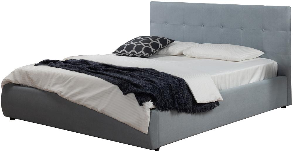 Мягкая интерьерная кровать Селеста 1400, П/М, ткань, Серый мягкая кровать milena 900 лиловая с подъемным механизмом
