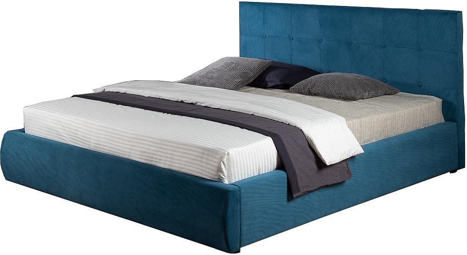 Мягкая интерьерная кровать Селеста 1400, П/М, ткань, Синий мягкая кровать ameli 1400 мята пастель с ортопедическим основанием