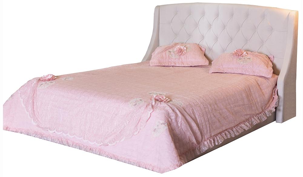 Мягкая интерьерная кровать Стефани 1400, БП/М, ткань, Бежевый мягкая кровать ameli 1600 лиловая с ортопедическим основанием