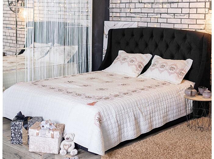 Мягкая интерьерная кровать "Стефани" 1400, БП/М, ткань, Черный