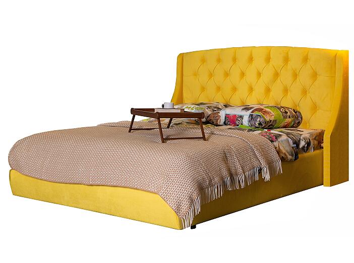 Мягкая интерьерная кровать "Стефани" 1400, БП/М, ткань, Жёлтый