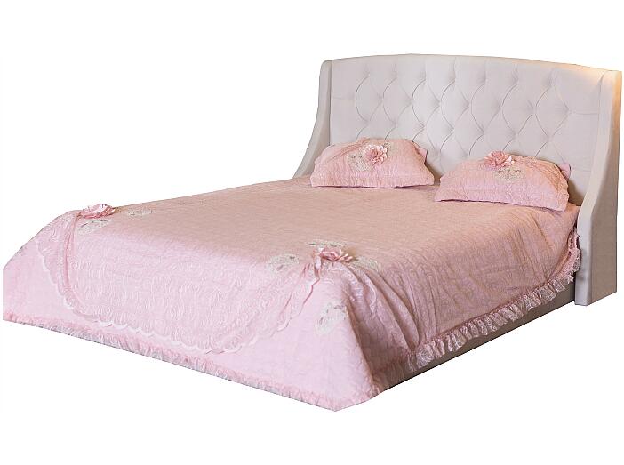 Мягкая интерьерная кровать "Стефани" 1400, П/М, ткань, Бежевый