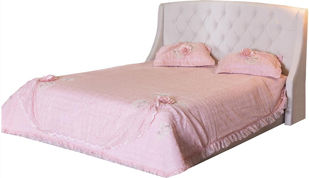 Мягкая интерьерная кровать Стефани 1400, П/М, ткань, Бежевый