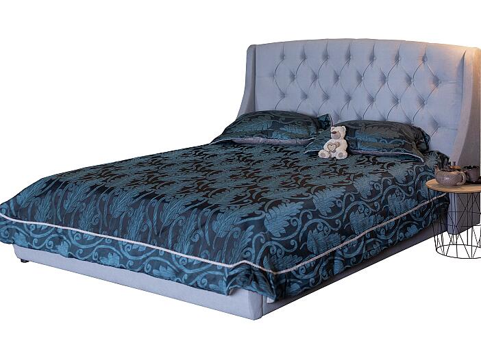 Мягкая интерьерная кровать "Стефани" 1400, П/М, ткань, Серый