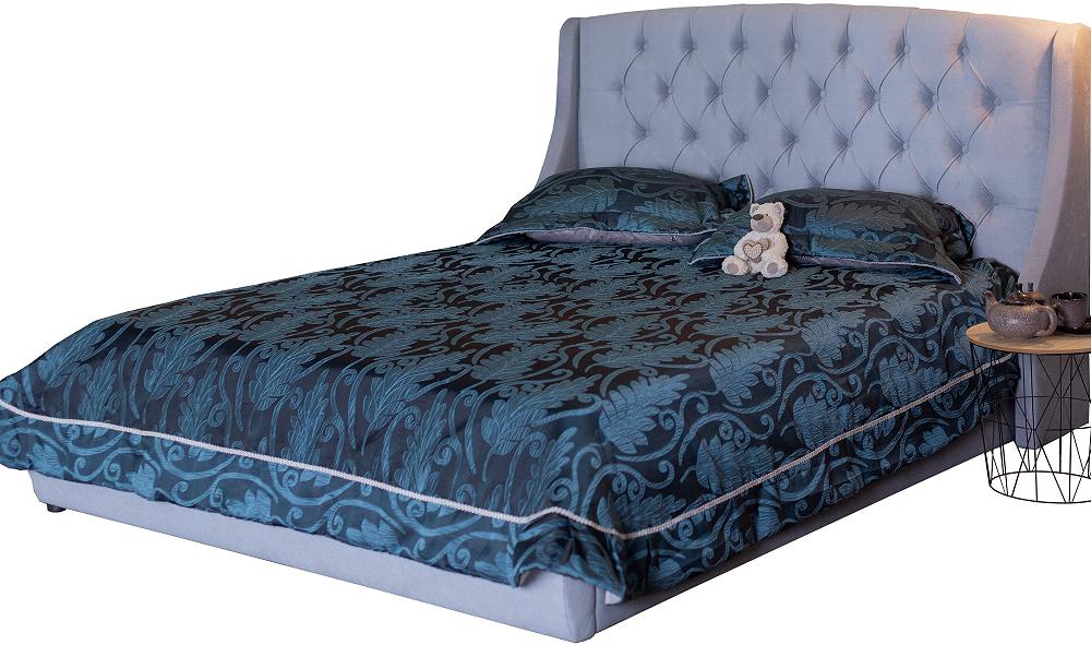 Мягкая интерьерная кровать Стефани 1400, П/М, ткань, Серый мягкая интерьерная кровать стефани 1800 бп м ткань