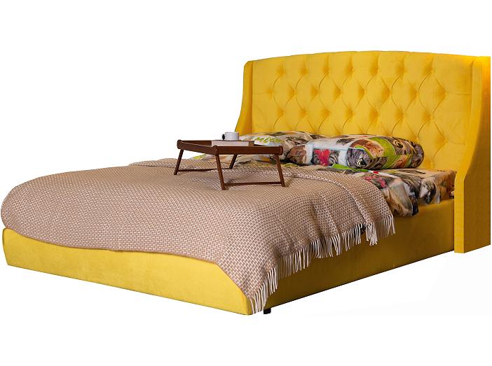 Мягкая интерьерная кровать "Стефани" 1400, П/М, ткань, Жёлтый