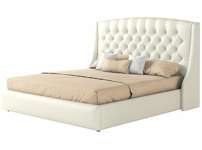 Мягкая интерьерная кровать "Стефани" 1400,БП/М, экокожа, Белый
