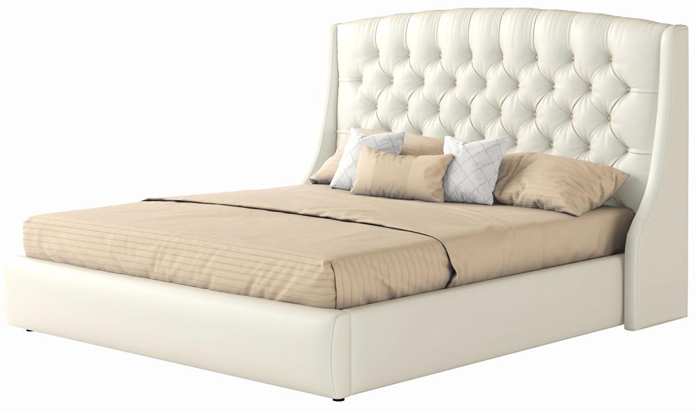 Мягкая интерьерная кровать Стефани 1400,БП/М, экокожа, Белый мягкая интерьерная кровать стефани 1400 бп м экокожа белый