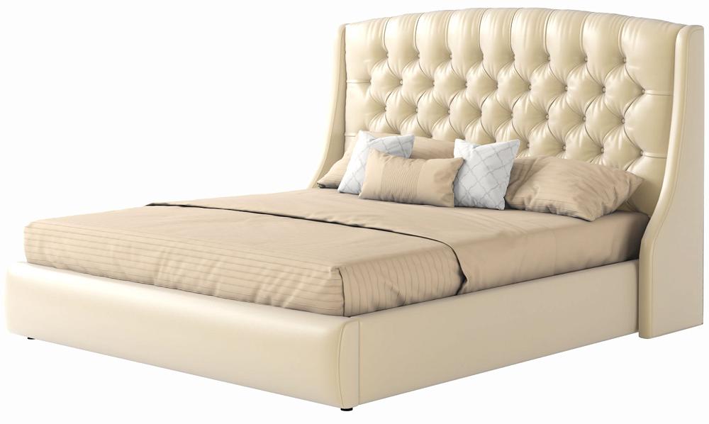 Мягкая интерьерная кровать Стефани 1400,БП/М, экокожа, Бежевый мягкая интерьерная кровать стефани 1400 п м ткань