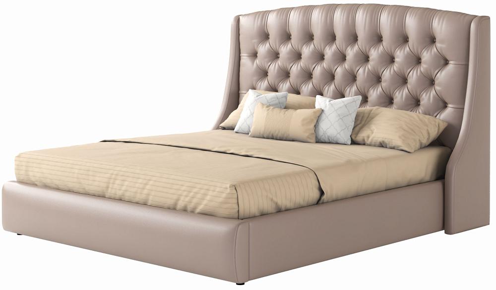 Мягкая интерьерная кровать Стефани 1400,БП/М, экокожа, Капучино мягкая интерьерная кровать стефани 1400 п м ткань