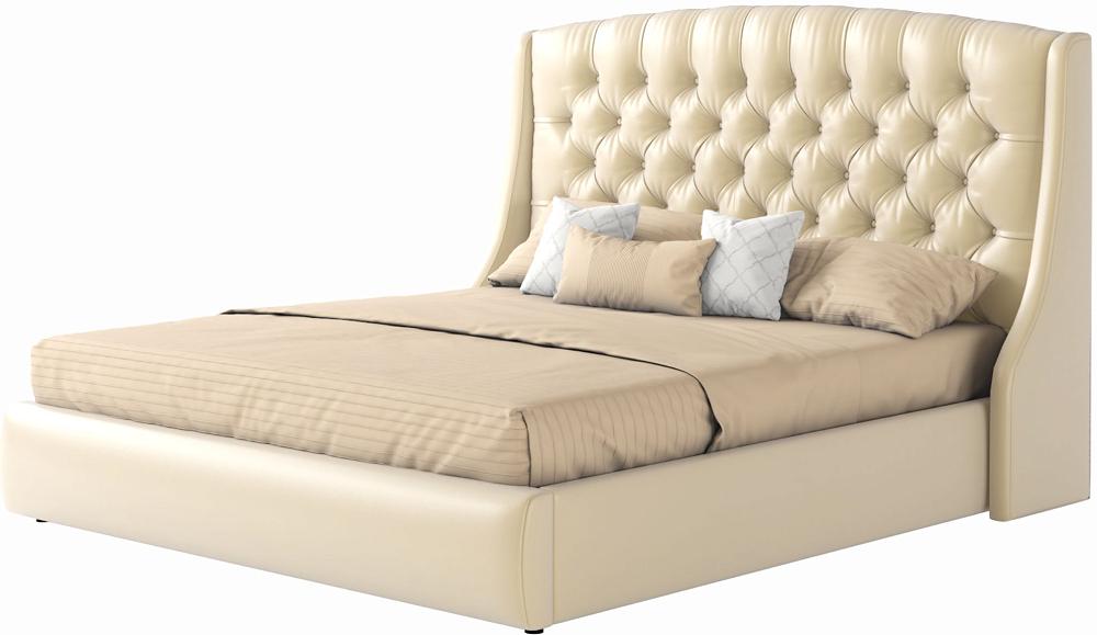 Мягкая интерьерная кровать Стефани 1400,П/М, экокожа, Бежевый мягкая интерьерная кровать стефани 1400 п м ткань