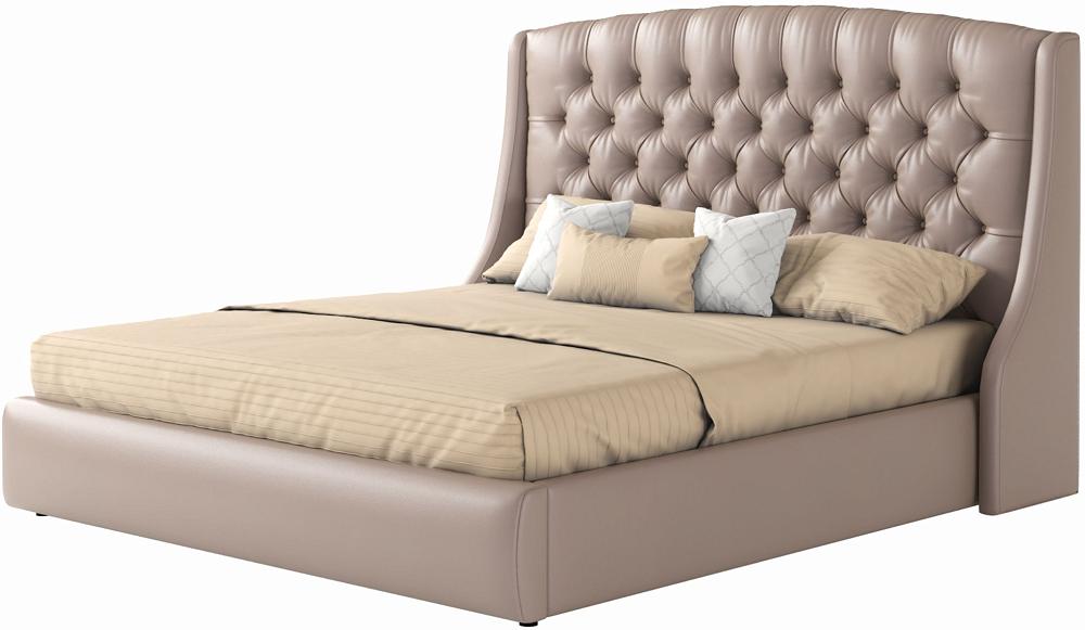Мягкая интерьерная кровать Стефани 1400,П/М, экокожа, Капучино мягкая интерьерная кровать стефани 1400 п м ткань