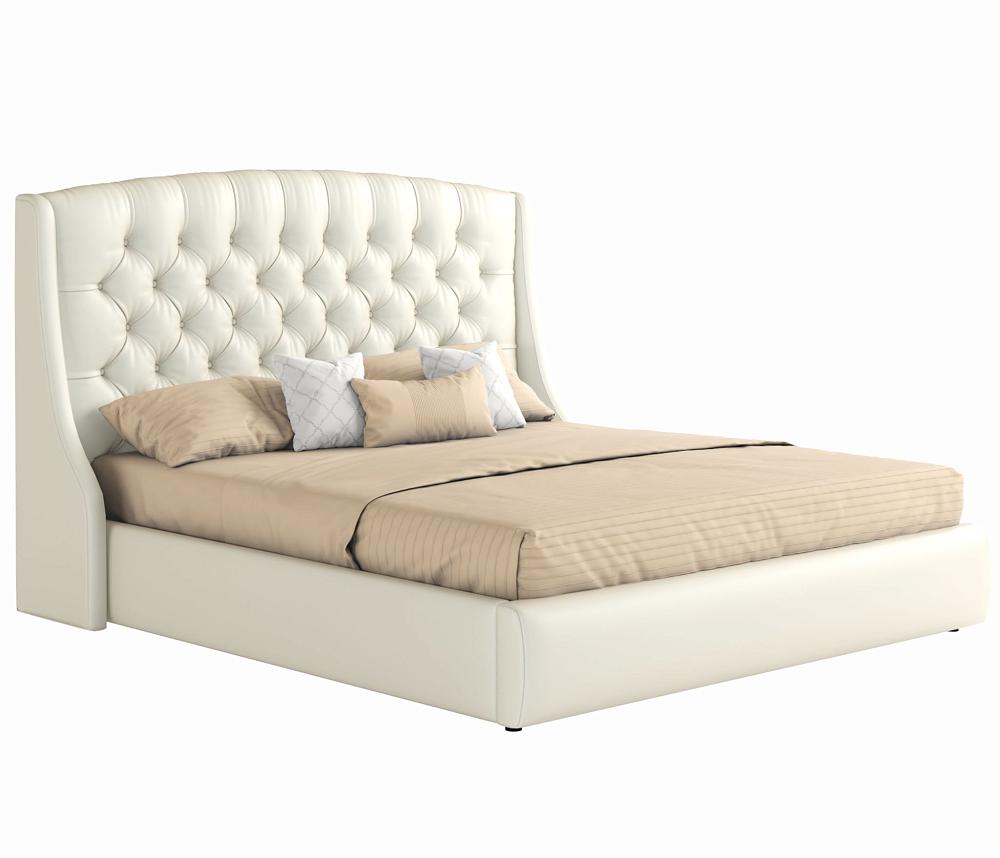 Мягкая интерьерная кровать Стефани 1600, БП/М, экокожа, Белый