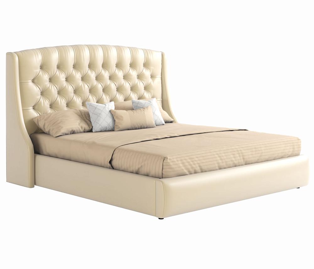 Мягкая интерьерная кровать Стефани 1600, БП/М, экокожа, Бежевый мягкая интерьерная кровать стефани 1400 п м ткань