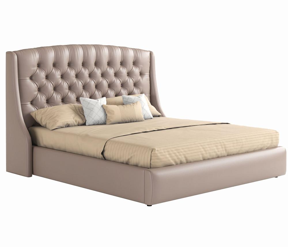 Мягкая интерьерная кровать Стефани 1600, БП/М, экокожа, Капучино мягкая интерьерная кровать стефани 1400 п м ткань