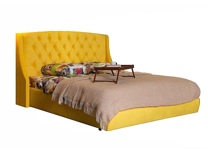 Мягкая интерьерная кровать "Стефани" 1600, БП/М, ткань, Жёлтый