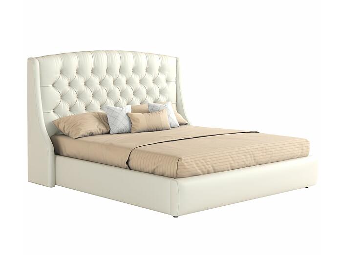 Мягкая интерьерная кровать "Стефани" 1600, П/М, экокожа, Белый