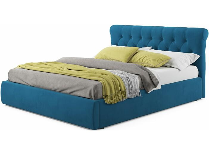 Мягкая кровать Ameli 1400 синяя с подъемным механизмом