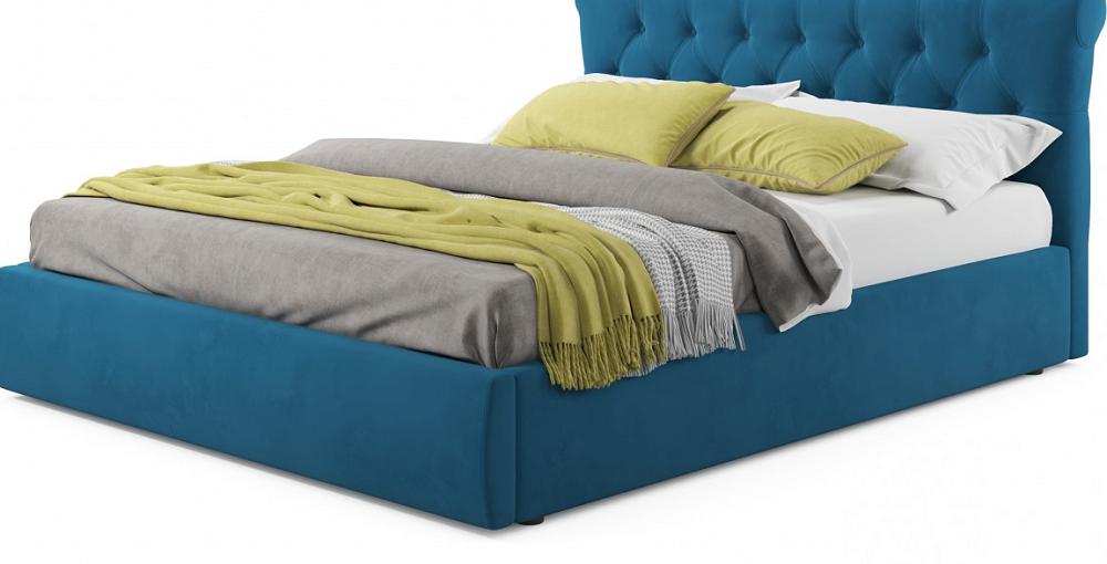 Мягкая кровать Ameli 1600 синяя с подъемным механизмом мягкая кровать ameli 1600 синяя с подъемным механизмом