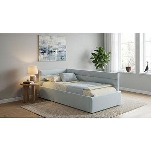 Кровать Aura велюр мята пастель С П/М 1200x2000, ортопедическое основание, изголовье мягкое