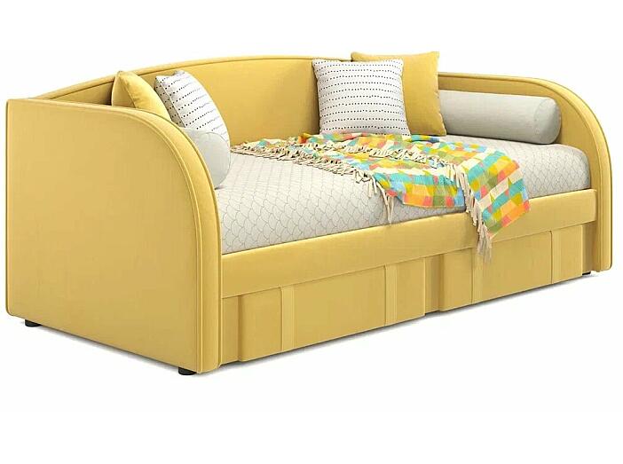 Мягкая кровать Elda 900 желтая с ортопедическим основанием