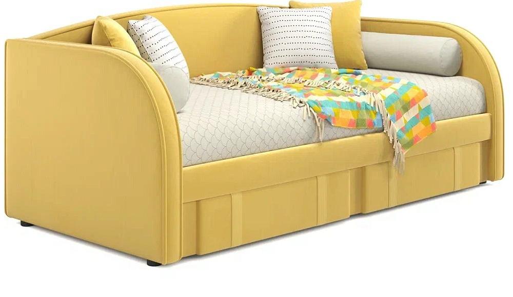 Мягкая кровать Elda 900 желтая с ортопедическим основанием миска 2 х 200 мл желтая