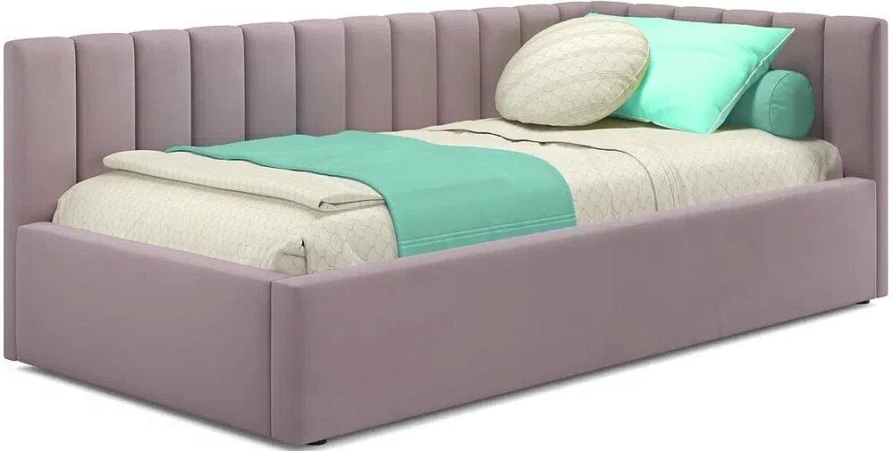 Мягкая кровать Milena 900 лиловая с ортопедическим основанием Браво 80-НМ0466, цвет лиловый