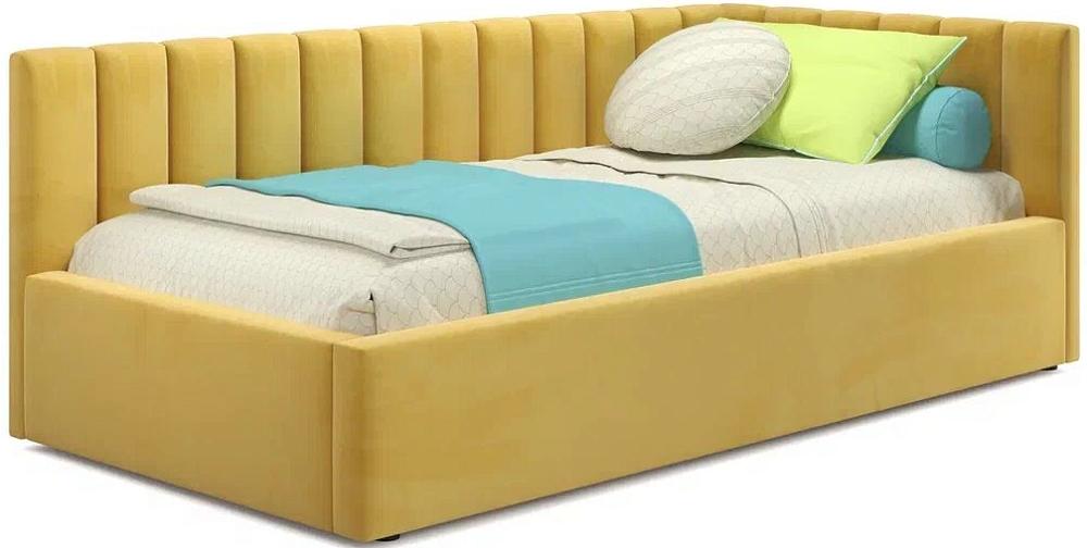 Мягкая кровать Milena 900 желтая с подъемным механизмом мягкая кровать ameli 1800 лиловая с подъемным механизмом