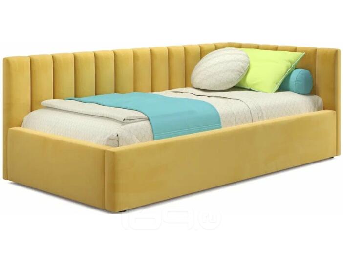 Мягкая кровать Milena 900 желтая с подъемным механизмом
