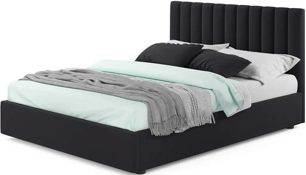 Мягкая кровать Olivia 1400 темная с подъемным механизмом мягкая кровать ameli 1800 шоколад с подъемным механизмом