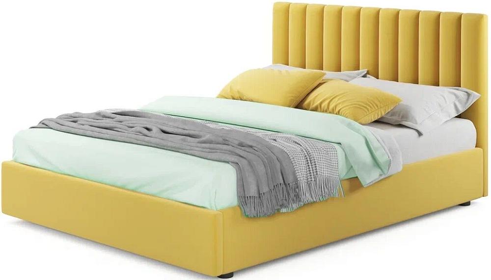 Мягкая кровать Olivia 1400 желтая с подъемным механизмом мягкая кровать olivia 1600 темная с подъемным механизмом