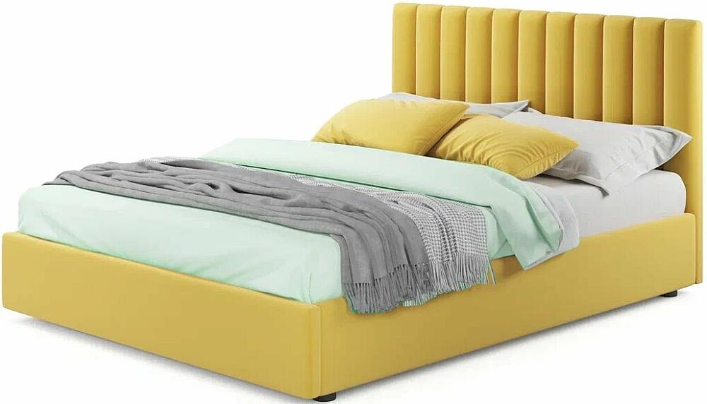 Мягкая кровать Olivia 1400 желтая с подъемным механизмом 24300₽