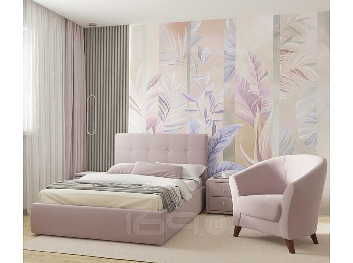 Кровать Selesta велюр лиловый без П/М 1200x2000, ортопедическое основание, изголовье мягкое