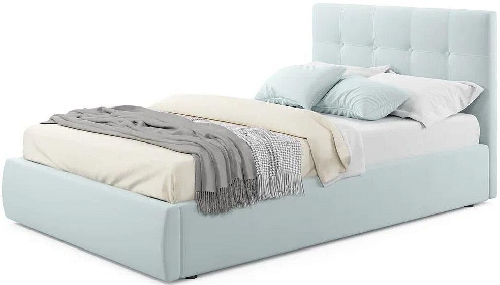 Мягкая интерьерная кровать Селеста  1200, П/М, ткань, Мята пастель мягкая интерьерная кровать селеста 1600 п м ткань синий