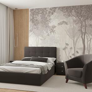 Кровать Selesta велюр шоколад без П/М 1200x2000, ортопедическое основание, изголовье мягкое