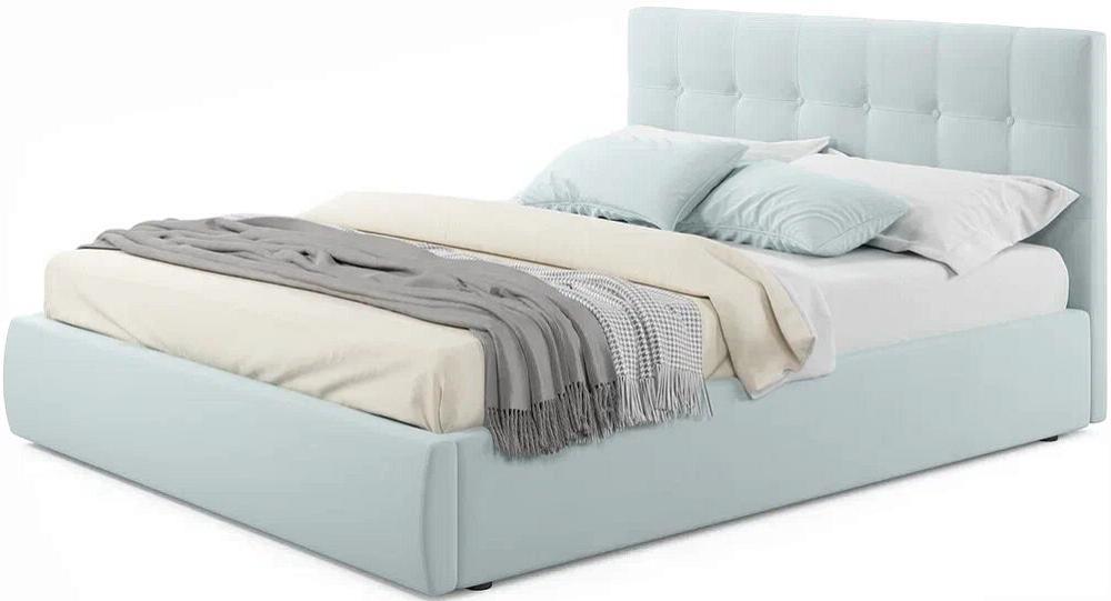 Мягкая интерьерная кровать Селеста  1400, П/М, ткань, Мята пастель мягкая интерьерная кровать селеста 1200 бп м ткань синий