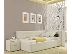 Кровать Bonna велюр бежевый без П/М 120x200, изголовье мягкое