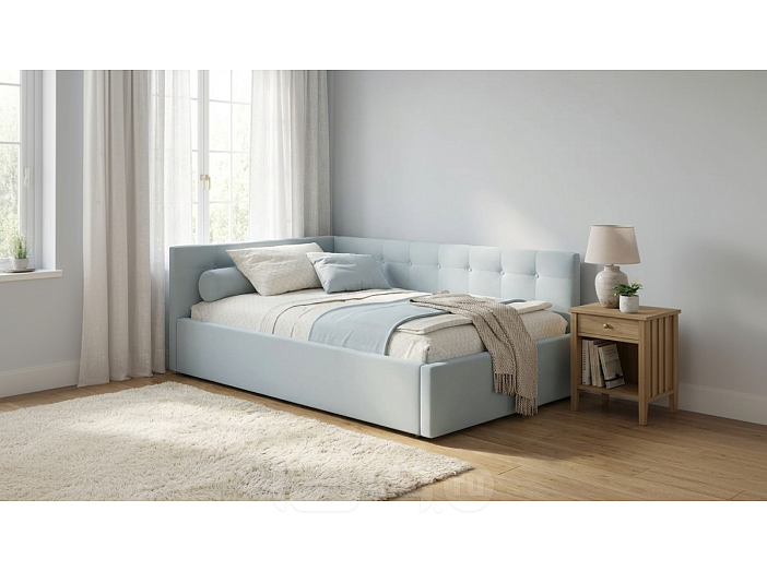 Кровать Bonna велюр мята пастель С П/М 1200x2000, ортопедическое основание, изголовье мягкое