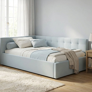 Кровать Bonna велюр мята пастель С П/М 1200x2000, ортопедическое основание, изголовье мягкое