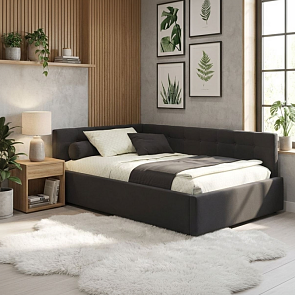 Кровать Bonna велюр шоколад С П/М 1200x2000, ортопедическое основание, изголовье мягкое